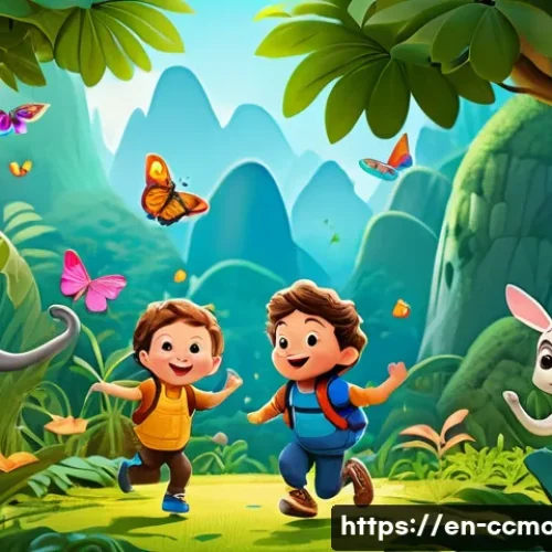 Home 31 코코몽 인기 이유 - A vibrant, colorful scene featuring Cocomong and friends exploring a lush, detailed jungle environme...